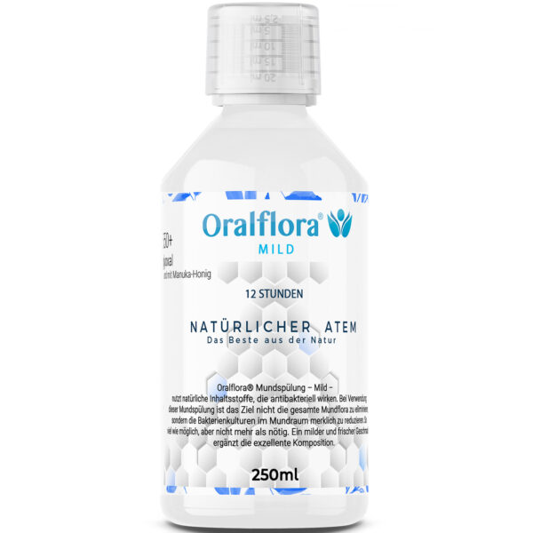 1x 250ml Organisches Mundwasser Mild – Das Beste aus der Natur mit Teebaum-Öl, Methylglyoxal und Manuka